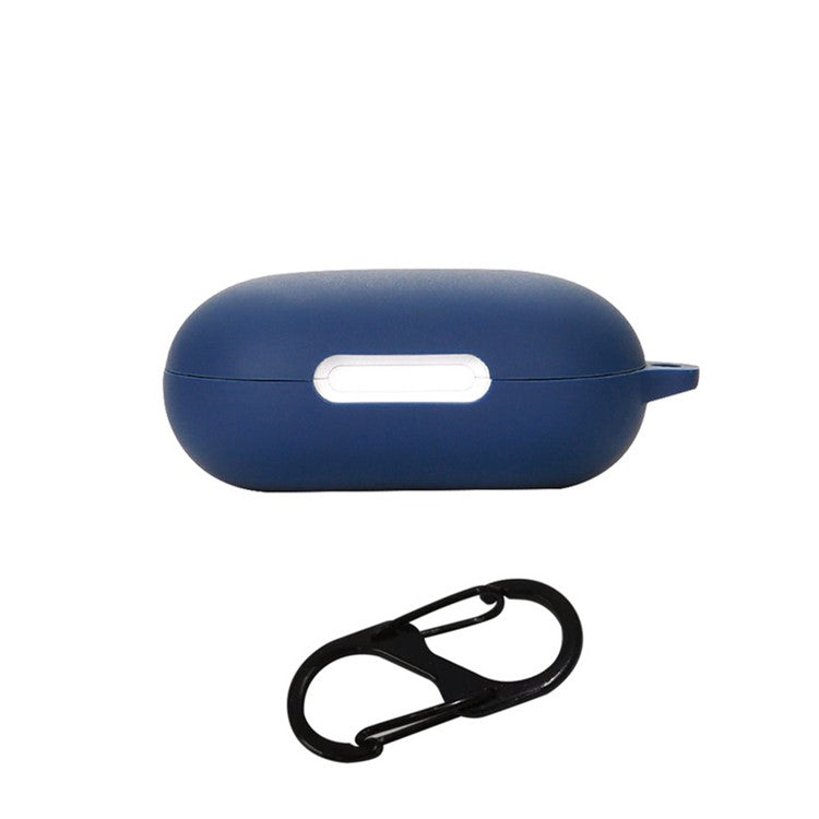 Anti-dust Flexible Silicone Case for Anker Soundcore Space A40 Earphone Charging Box, Drop Protection Cover with Carrying Buckle - Dark Blue