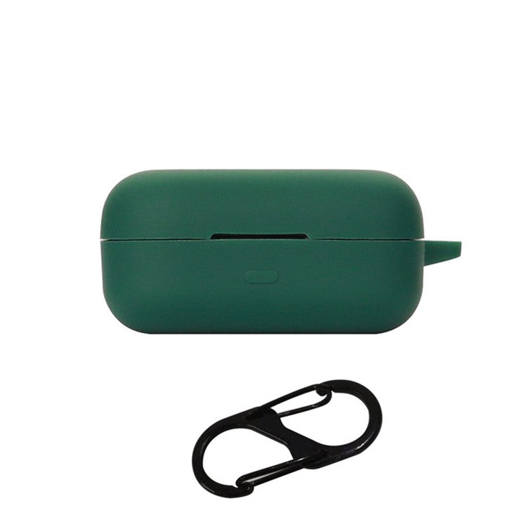 For Realme Buds Air 3S Silicone Protective Cover TWS Bluetooth Earphone Anti-drop Anti-dust Case with Anti-lost Buckle - Blackish Green