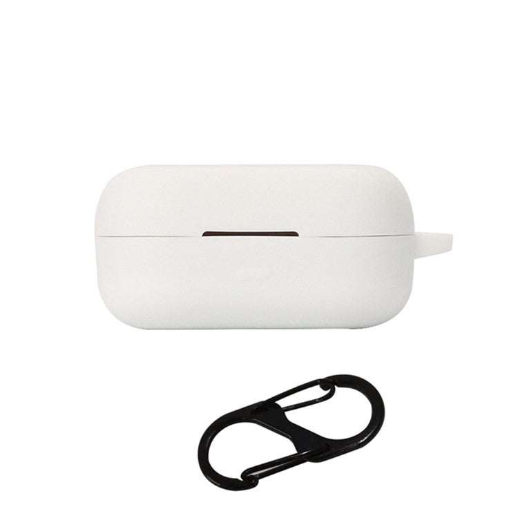 For Realme Buds Air 3S Silicone Protective Cover TWS Bluetooth Earphone Anti-drop Anti-dust Case with Anti-lost Buckle - White