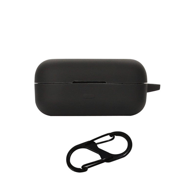 For Realme Buds Air 3S Silicone Protective Cover TWS Bluetooth Earphone Anti-drop Anti-dust Case with Anti-lost Buckle - Black