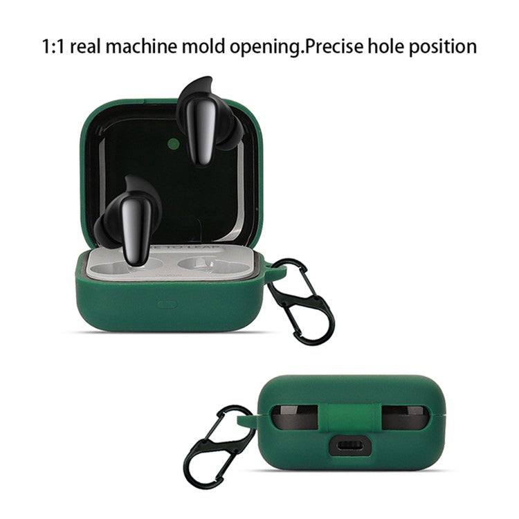 For Realme Buds Air 3S Silicone Protective Cover TWS Bluetooth Earphone Anti-drop Anti-dust Case with Anti-lost Buckle - Black