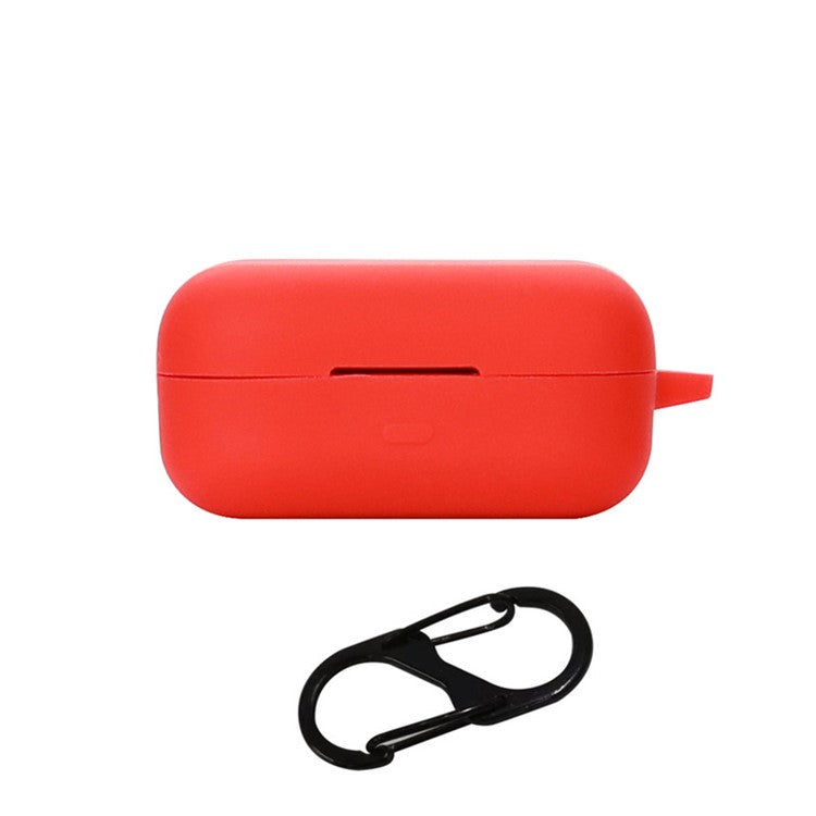For Realme Buds Air 3S Silicone Protective Cover TWS Bluetooth Earphone Anti-drop Anti-dust Case with Anti-lost Buckle - Red