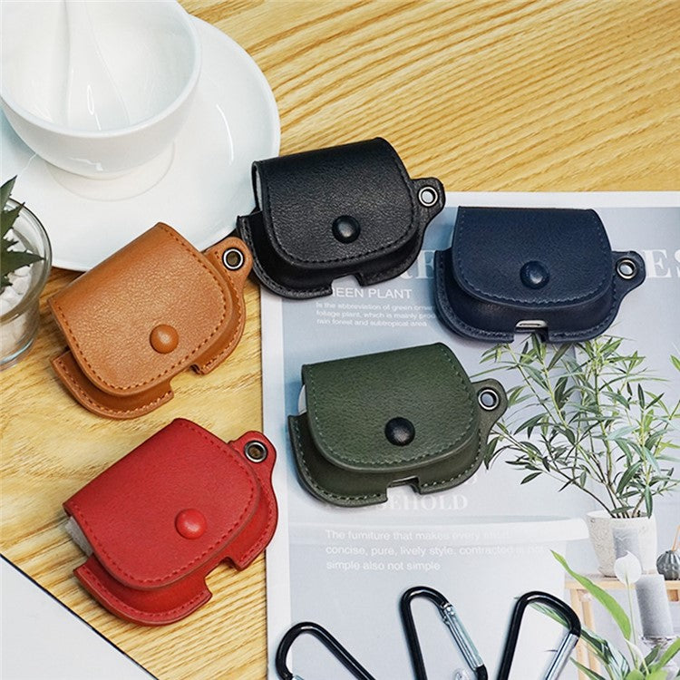 For AirPods Bluetooth Earphone Protective Cover Backpack Shape PU Leather Drop-proof Case with Lanyard - Dark Blue