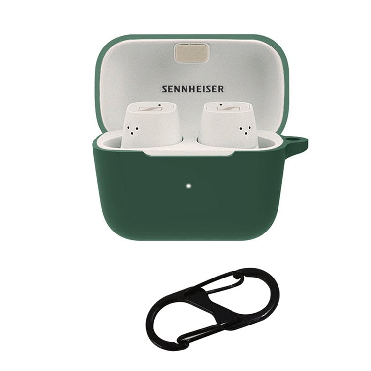 Anti-scratch Carrying Case for Sennheiser CX 500BT Earphone Charging Box Protective Cover with Buckle - Dark Green