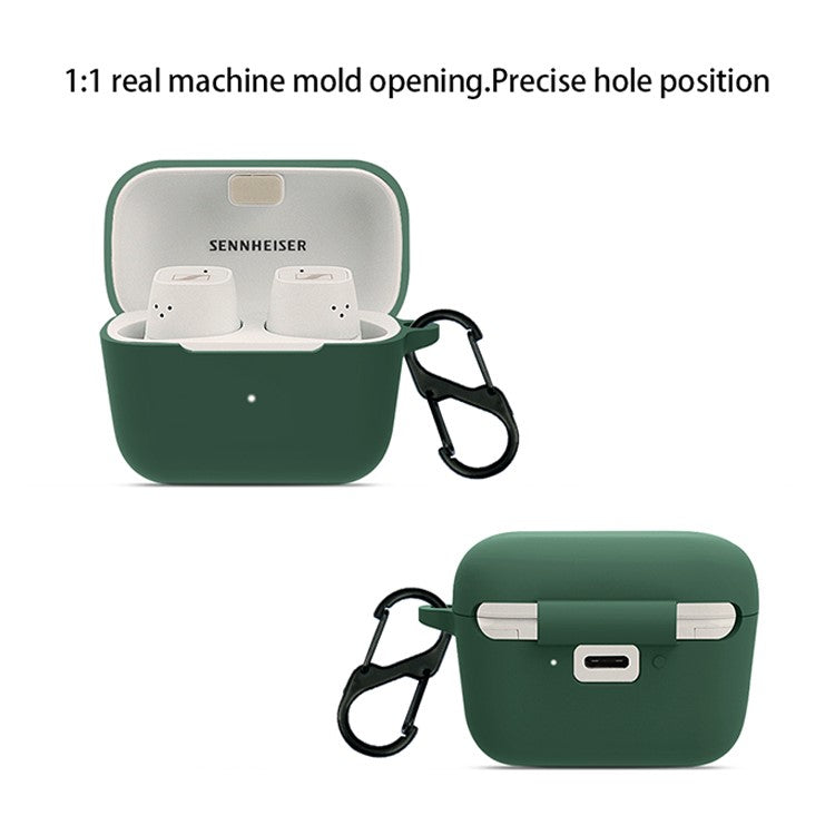 Anti-scratch Carrying Case for Sennheiser CX 500BT Earphone Charging Box Protective Cover with Buckle - Dark Green