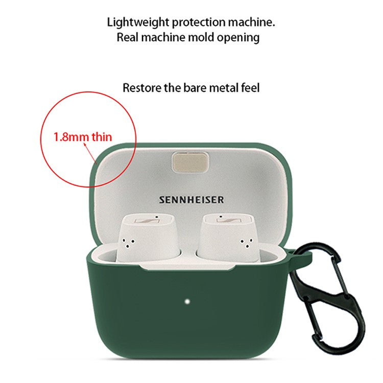 Anti-scratch Carrying Case for Sennheiser CX 500BT Earphone Charging Box Protective Cover with Buckle - Dark Green