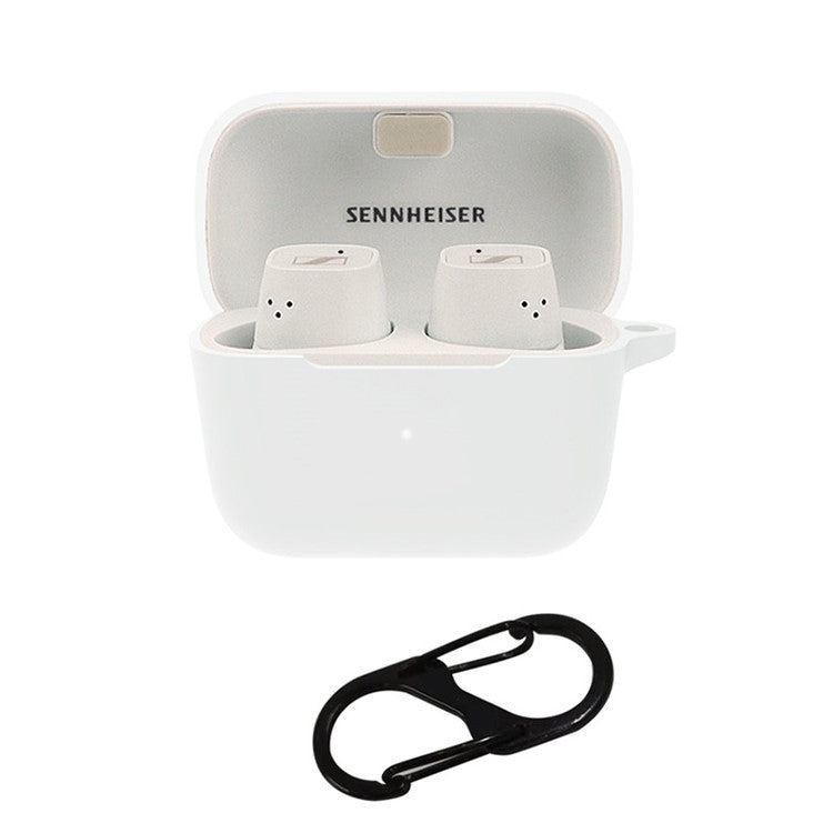 Anti-scratch Carrying Case for Sennheiser CX 500BT Earphone Charging Box Protective Cover with Buckle - White