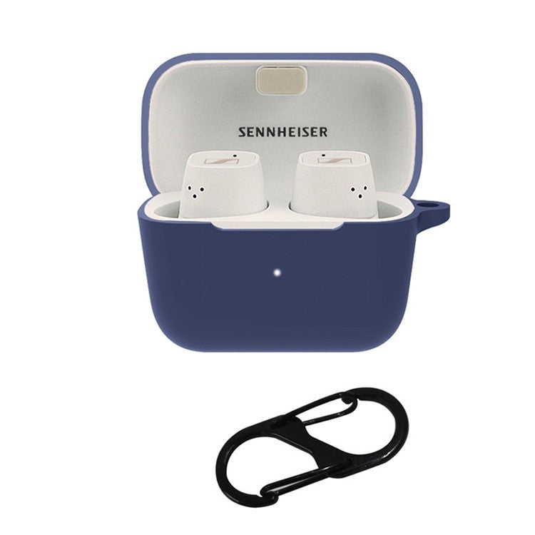 Anti-scratch Carrying Case for Sennheiser CX 500BT Earphone Charging Box Protective Cover with Buckle - Dark Blue