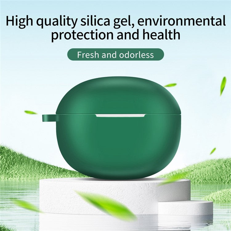 For Realme Buds T100 Silicone Protective Sleeve Bluetooth Earphone Shockproof Cover with Hanging Buckle - Green