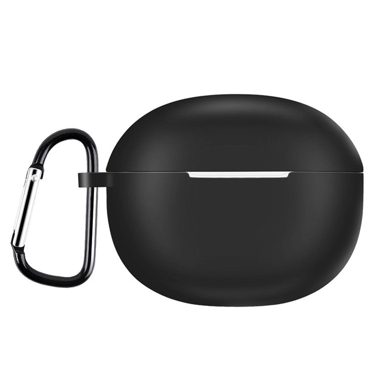 For Realme Buds T100 Silicone Protective Sleeve Bluetooth Earphone Shockproof Cover with Hanging Buckle - Black