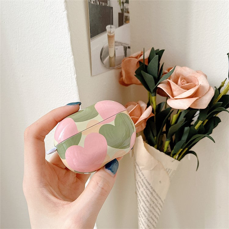 Anti-Fall Glossy Case for Xiaomi Redmi Buds 4 Pro Charging Case PC Cover Bluetooth Headset Protector TWS Earbuds Shockproof Case - Green Heart