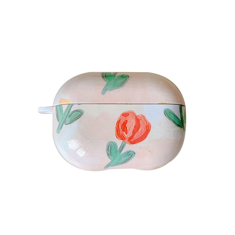 Anti-Fall Glossy Case for Xiaomi Redmi Buds 4 Pro Charging Case PC Cover Bluetooth Headset Protector TWS Earbuds Shockproof Case - Red Tulip