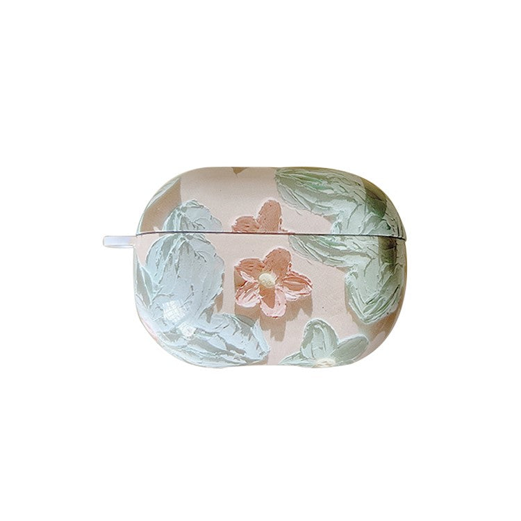 Anti-Fall Glossy Case for Xiaomi Redmi Buds 4 Pro Charging Case PC Cover Bluetooth Headset Protector TWS Earbuds Shockproof Case - Blue Flower