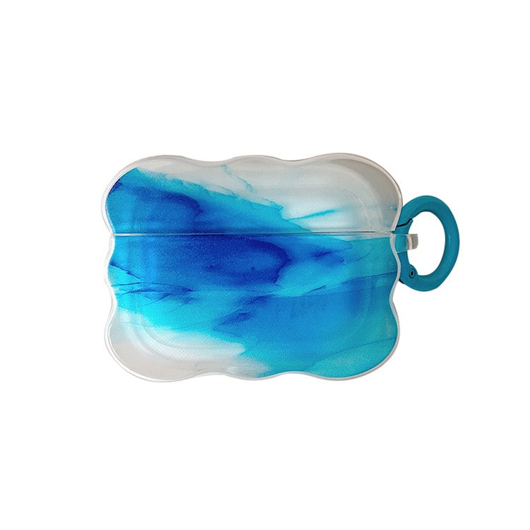 For Apple AirPods Pro Anti-scratch Case Ink Painting Soft TPU Protective Cover with Ring Buckle - Style A