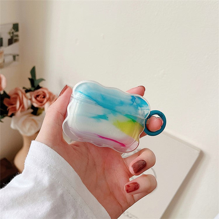 For Apple AirPods Pro Anti-scratch Case Ink Painting Soft TPU Protective Cover with Ring Buckle - Style C