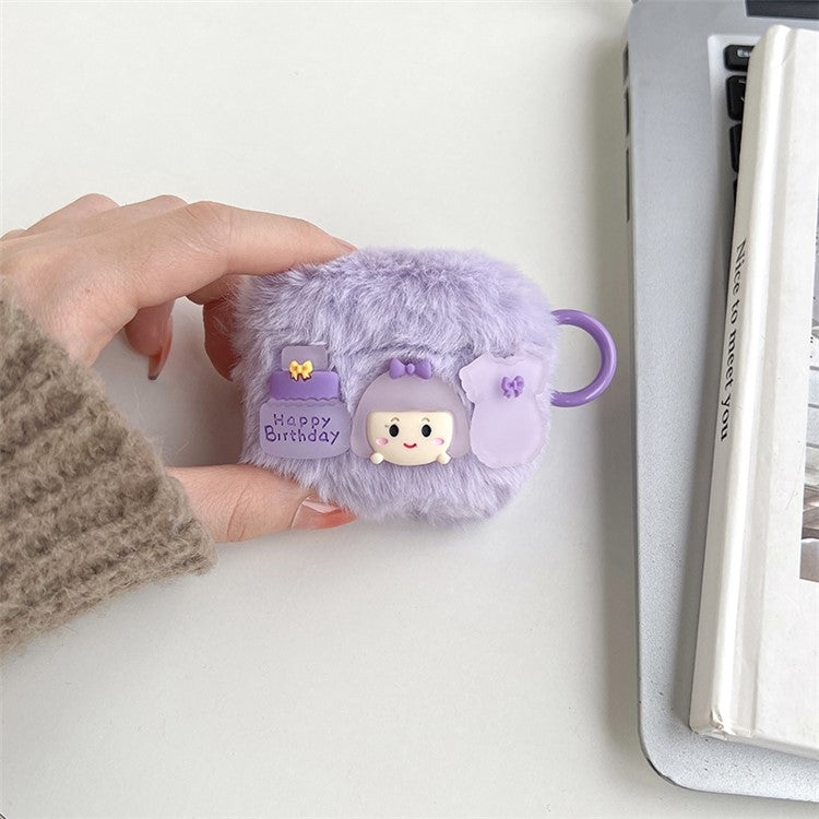 For Apple AirPods 3 Bluetooth Earphone Case Cartoon Girl Birthday Cake Fluff + TPU Earbud Protective Cover with Buckle