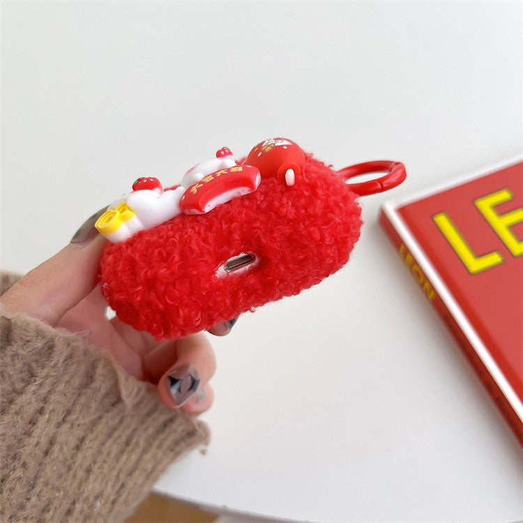 For Apple AirPods 3 Cute Rabbit Decor Anti-scratch Case Soft Fluff TPU Bluetooth Earphone Cover with Ring Buckle