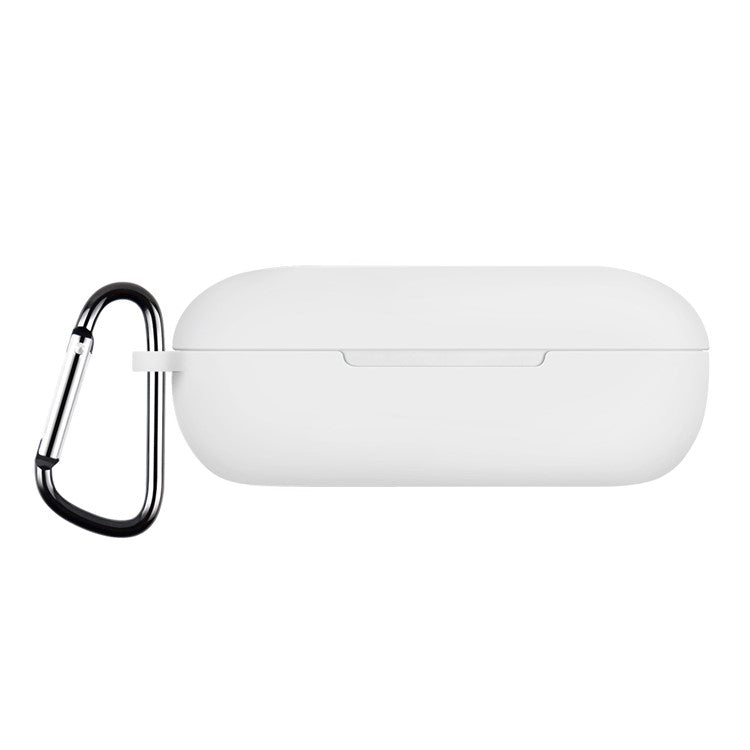 For Huawei FreeBuds SE Earphone Silicone Case Bluetooth Earbud Charging Case Anti-drop Cover with Hanging Buckle - White