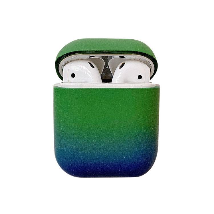For Apple AirPods with Charging Case (2016) / (2019)  /  AirPods with Wireless Charging Case (2019) Gradient Frosted PC Hard Case Protective Cover (without Buckle) - Green / Blue