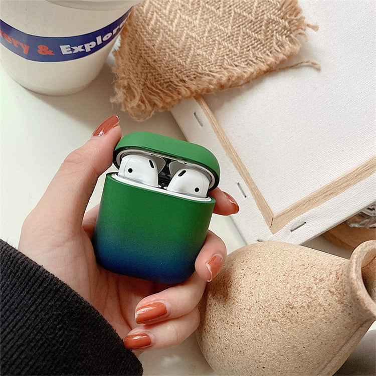 For Apple AirPods with Charging Case (2016) / (2019)  /  AirPods with Wireless Charging Case (2019) Gradient Frosted PC Hard Case Protective Cover (without Buckle) - Green / Blue