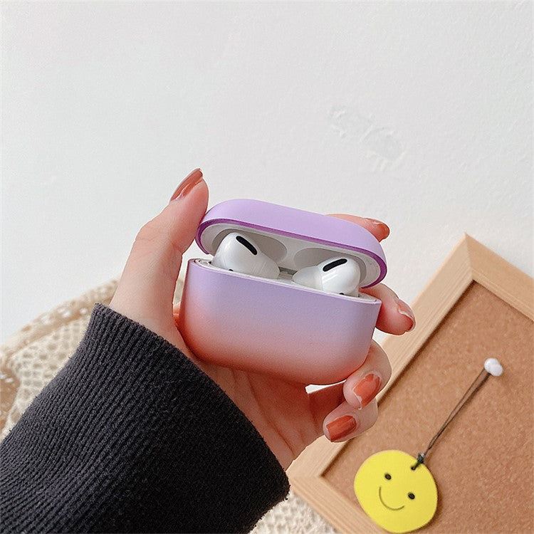 For Apple AirPods Pro Gradient Frosted Bluetooth Earphone Protective Cover PC Hard Case (without Buckle) - Purple / Pink