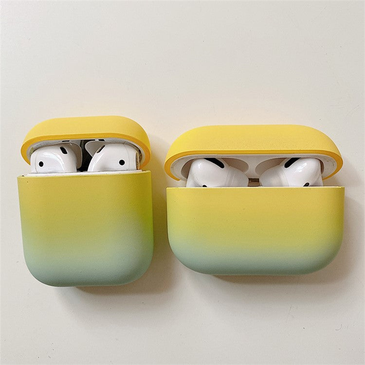 For Apple AirPods Pro Gradient Frosted Bluetooth Earphone Protective Cover PC Hard Case (without Buckle) - Yellow / Green