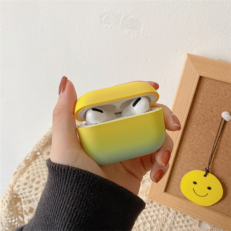 For Apple AirPods Pro Gradient Frosted Bluetooth Earphone Protective Cover PC Hard Case (without Buckle) - Yellow / Green