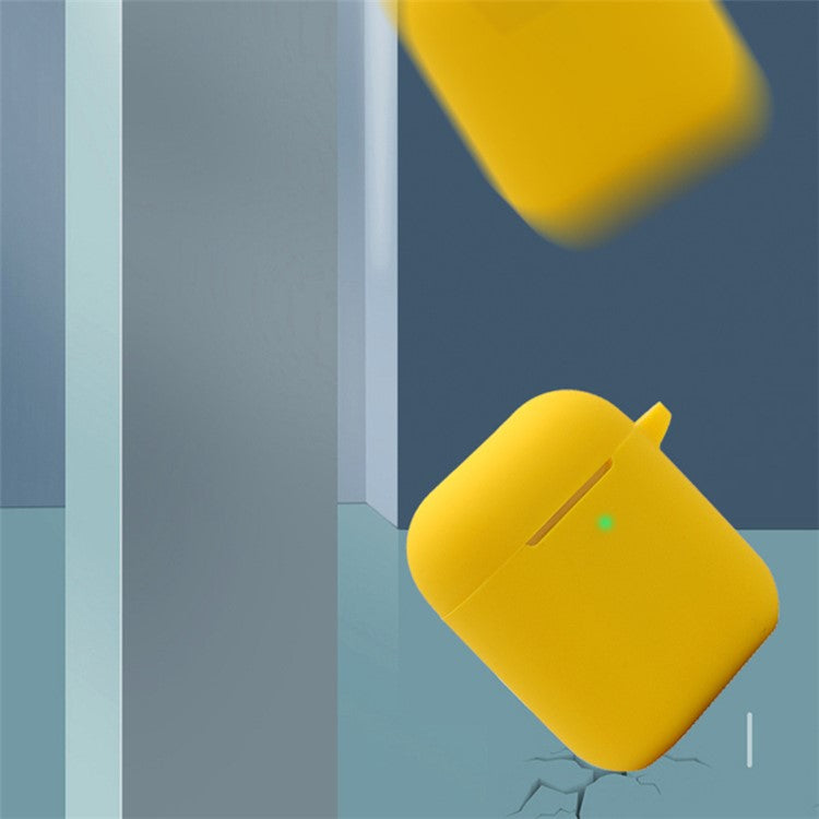 For Apple AirPods with Charging Case (2016)  /  (2019)  /  AirPods with Wireless Charging Case (2019) 2.5mm Thicken Silicone Case Protective Cover with 8-shaped Buckle - Yellow