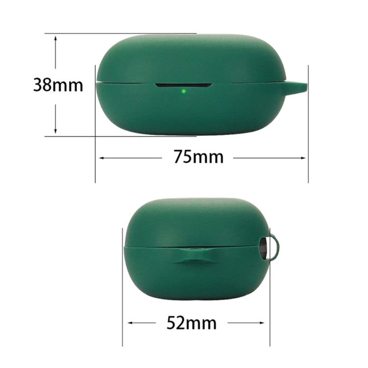 Flexible Silicone Case for SoundPEATS Life Earphone Charging Box, Drop Protection Cover with Anti-lost Buckle - Blackish Green