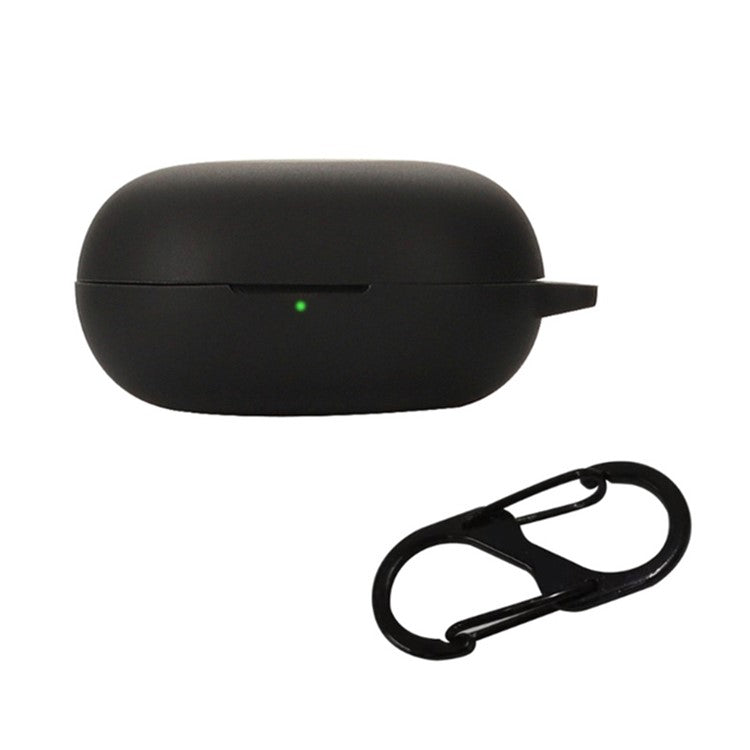 Flexible Silicone Case for SoundPEATS Life Earphone Charging Box, Drop Protection Cover with Anti-lost Buckle - Black