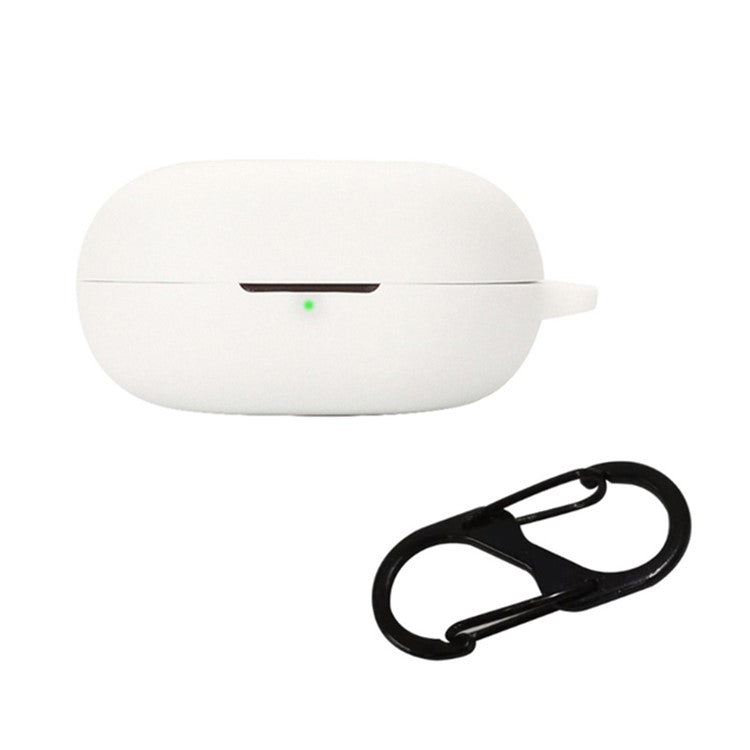 Flexible Silicone Case for SoundPEATS Life Earphone Charging Box, Drop Protection Cover with Anti-lost Buckle - White