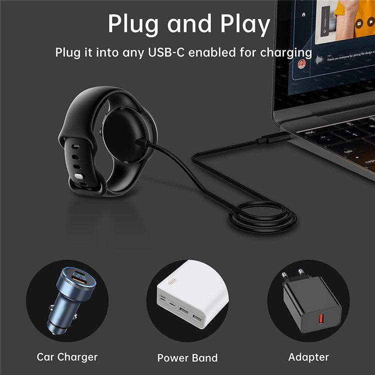 Smart Watch Charger for Google Pixel Watch, Magnetic Wireless Watch Charging Dock with 1m USB Cable - Black