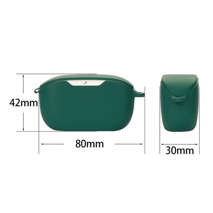 Flexible Silicone Case for JBL WAVE BUDS Earphone Charging Bin, Drop Protection Cover with Carrying Buckle - Blackish Green
