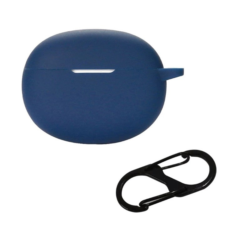 For Oraimo Riff Bluetooth Earphone Silicone Case Anti-drop Earbud Charging Case Cover with Hanging Buckle - Dark Blue