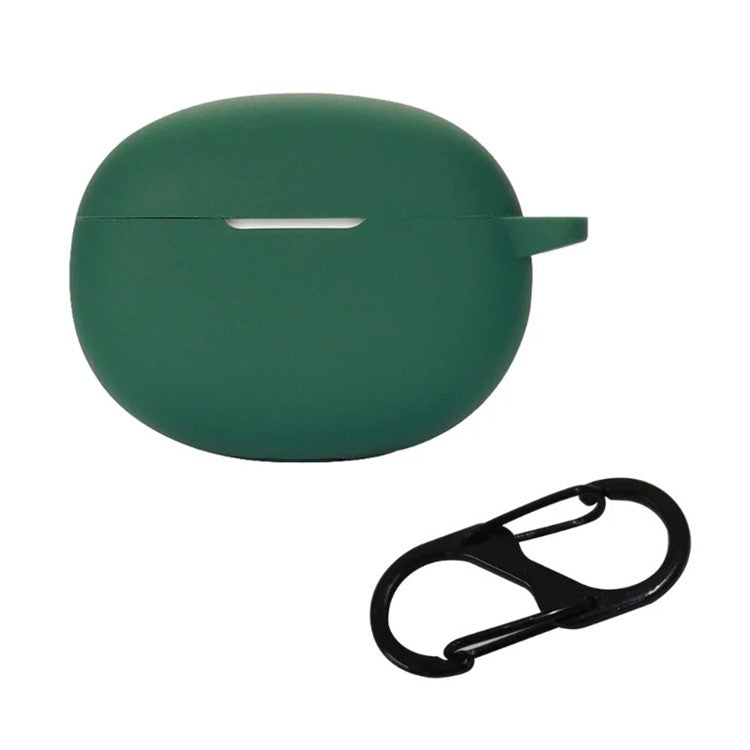 For Oraimo Riff Bluetooth Earphone Silicone Case Anti-drop Earbud Charging Case Cover with Hanging Buckle - Blackish Green