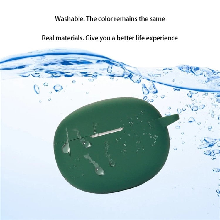 For Oraimo Riff Bluetooth Earphone Silicone Case Anti-drop Earbud Charging Case Cover with Hanging Buckle - Blackish Green