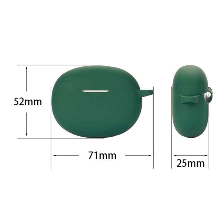 For Oraimo Riff Bluetooth Earphone Silicone Case Anti-drop Earbud Charging Case Cover with Hanging Buckle - Blackish Green