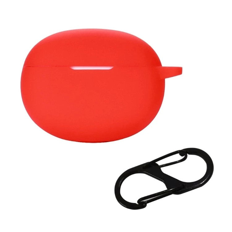 For Oraimo Riff Bluetooth Earphone Silicone Case Anti-drop Earbud Charging Case Cover with Hanging Buckle - Red