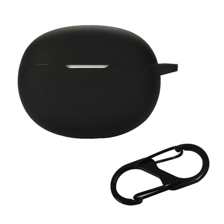 For Oraimo Riff Bluetooth Earphone Silicone Case Anti-drop Earbud Charging Case Cover with Hanging Buckle - Black