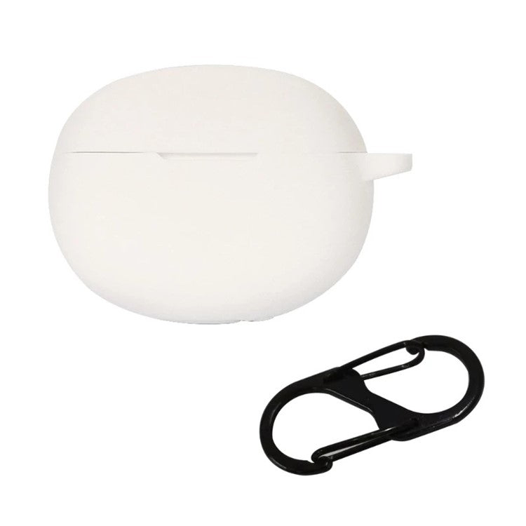 For Oraimo Riff Bluetooth Earphone Silicone Case Anti-drop Earbud Charging Case Cover with Hanging Buckle - White