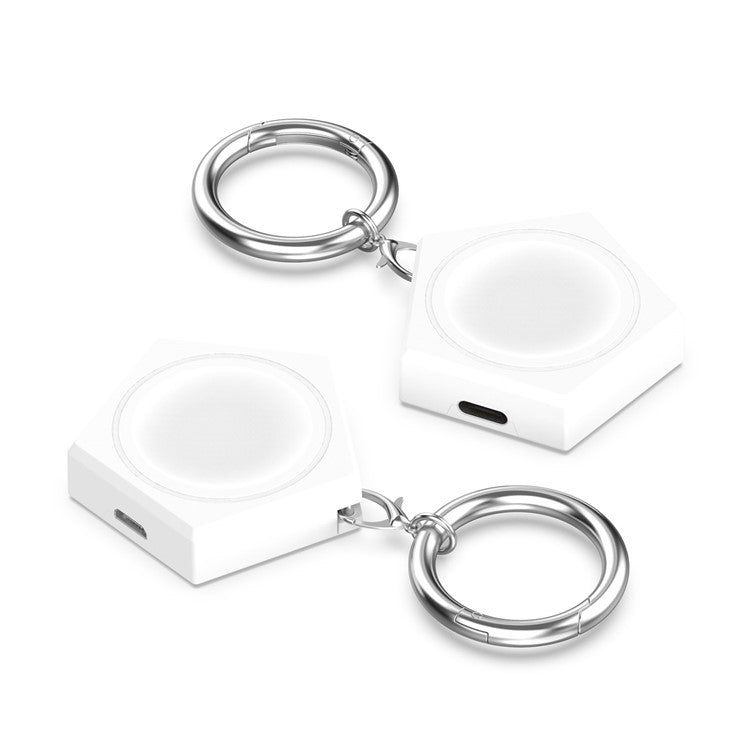 Portable Pentagonal Wireless Charger for Huawei Watch GT Cyber / Huawei Watch 3 Smart Watch Charging Dock with Keyring - White