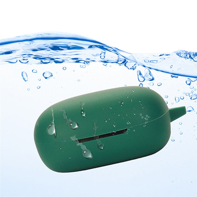 For Oraimo Roll TWS Bluetooth Earphone Silicone Case Shockproof Earbud Protective Cover with Anti-loss Buckle - Blackish Green