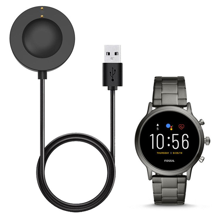 1m For Fossil Gen 6 / Gen 5 FTW4024 / FTW4025 / FTW4026 Smartwatch USB Charger Magnetic Absorption Charging Dock Cable - Black