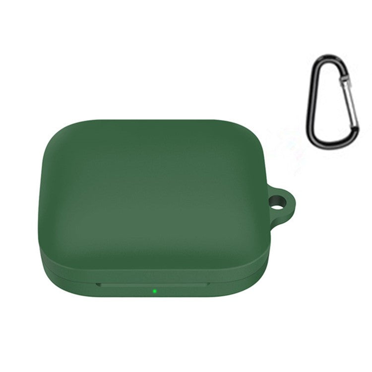 For OnePlus Buds Pro 2 TWS Wireless Bluetooth Earphones Charging Box Soft Silicone Cover with Anti-lost Buckle - Blackish Green
