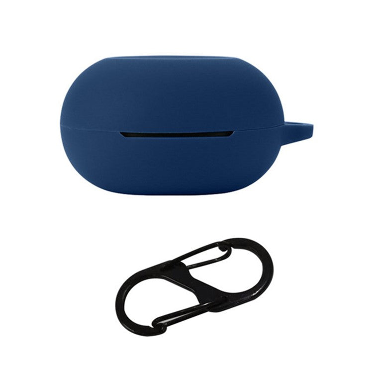 Dust-proof Wireless Bluetooth Earphones Case for Oraimo Airbuds 3, Soft Silicone Cover with Anti-lost Buckle - Dark Blue
