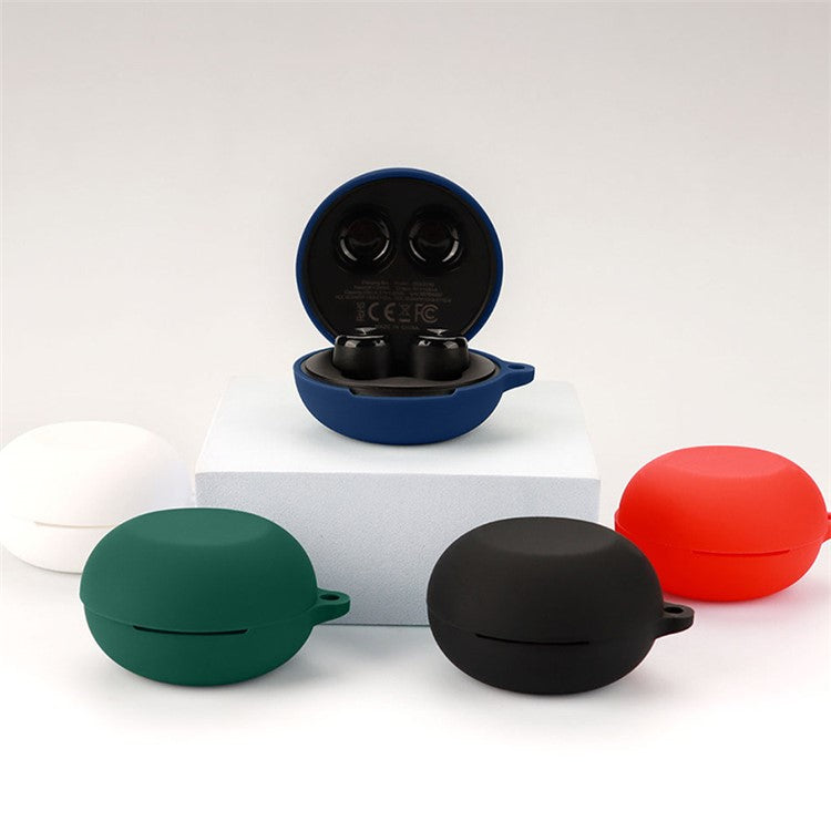 Dust-proof Wireless Bluetooth Earphones Case for Oraimo Airbuds 3, Soft Silicone Cover with Anti-lost Buckle - Dark Blue