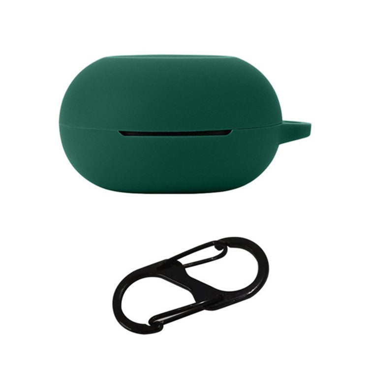 Dust-proof Wireless Bluetooth Earphones Case for Oraimo Airbuds 3, Soft Silicone Cover with Anti-lost Buckle - Blackish Green