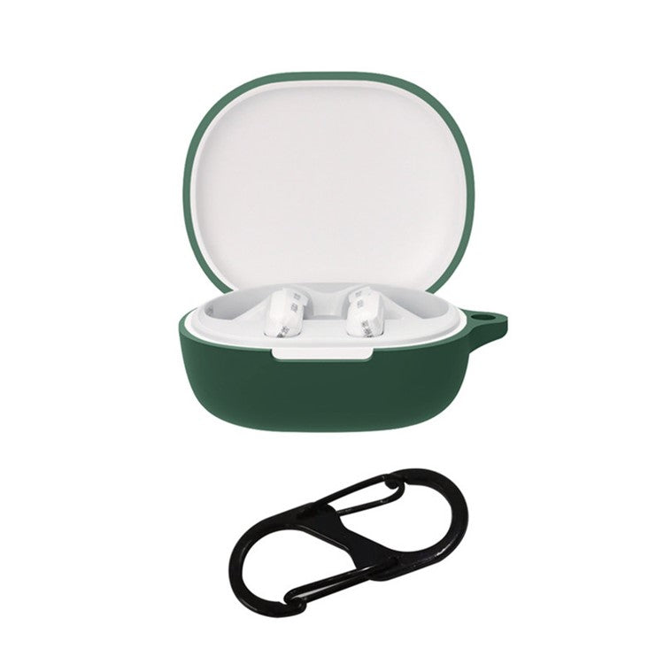Protective Shell for Xiaomi Redmi Buds 4 Youth Edition, Wireless Bluetooth Earphones Anti-scratch Silicone Cover with Anti-lost Buckle - Blackish Green
