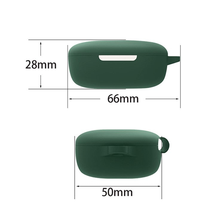 Protective Shell for Xiaomi Redmi Buds 4 Youth Edition, Wireless Bluetooth Earphones Anti-scratch Silicone Cover with Anti-lost Buckle - Blackish Green