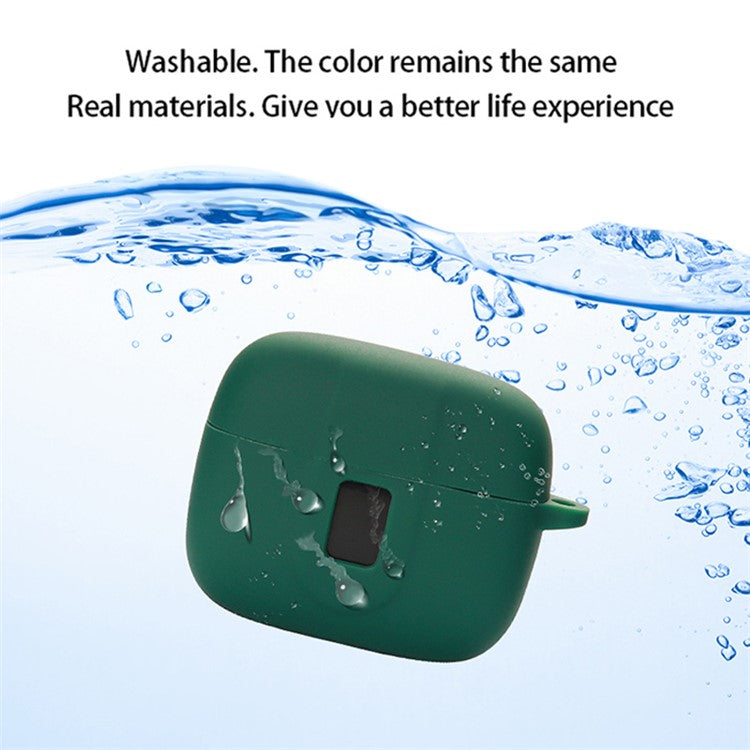 Wireless Bluetooth Earphones Case for TAGRY X08, Soft Silicone Cover with Anti-lost Buckle - Dark Blue